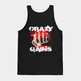 Crazy gains - Nothing beats the feeling of power that weightlifting, powerlifting and strength training it gives us! A beautiful vintage movie design representing body positivity! Tank Top